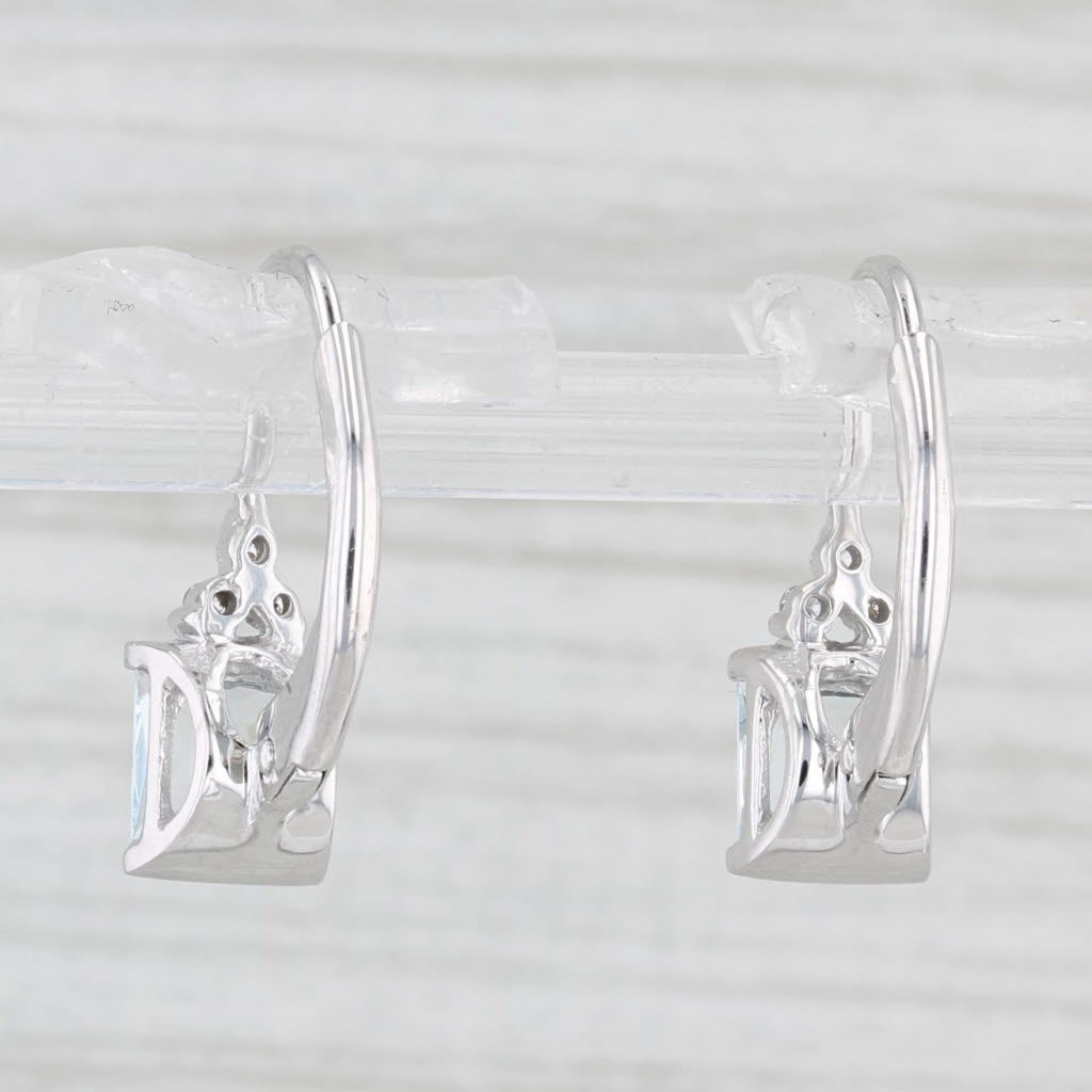 Light Gray 1.26ctw Aquamarine Diamond Drop Earrings 10k White Gold