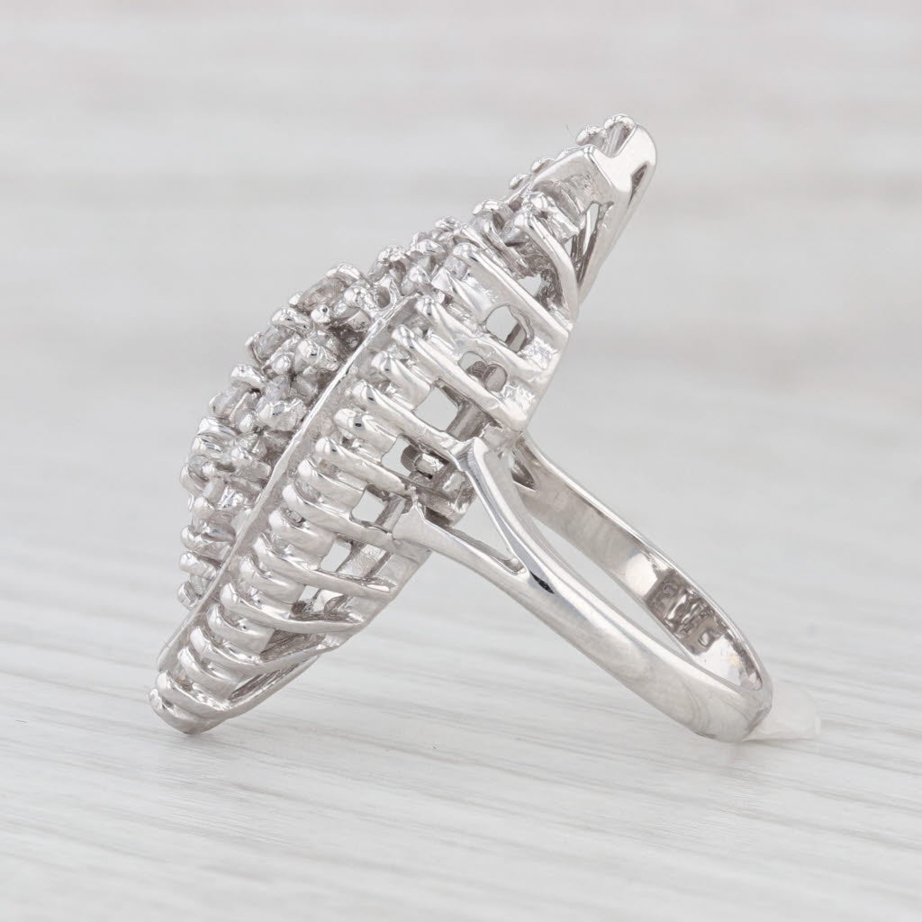 Light Gray 2.20ctw Diamond Cluster Cocktail Ring 14k White Gold Size 6.25