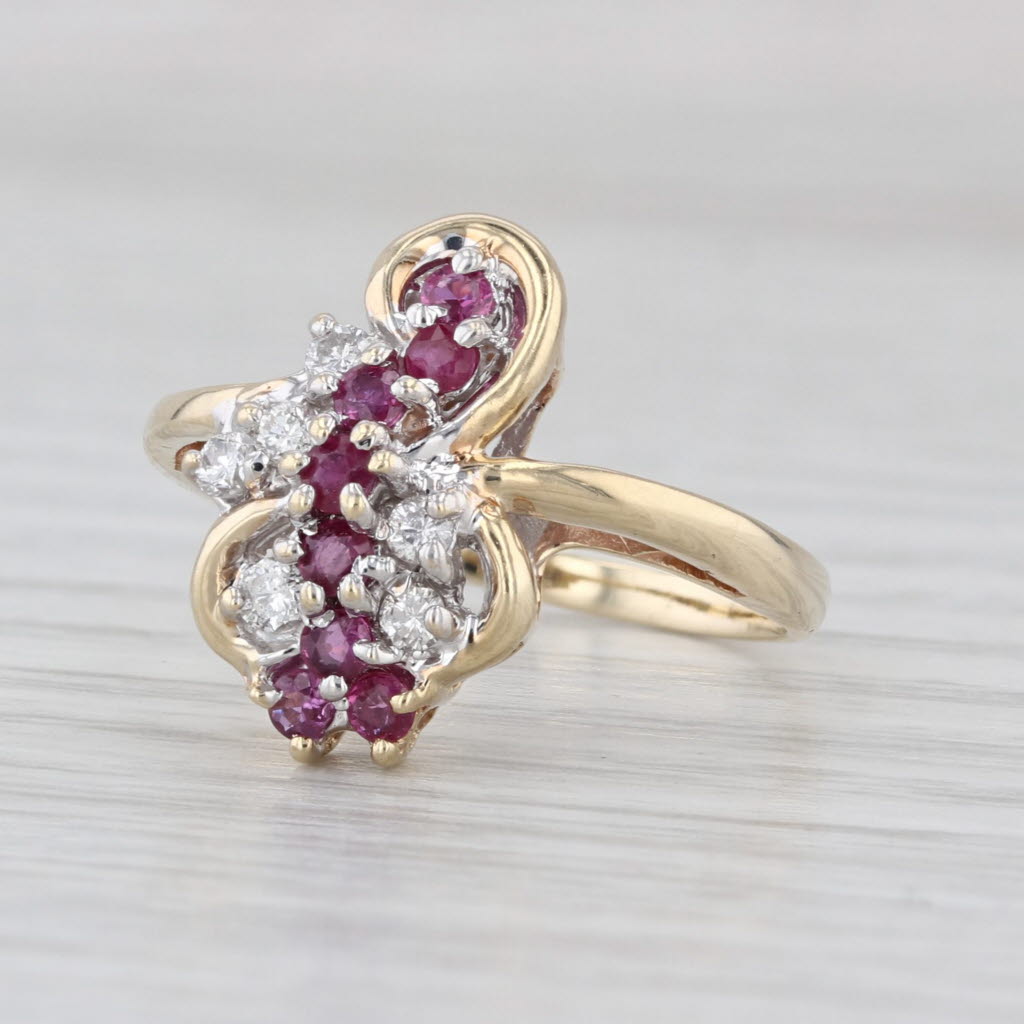 0.43ctw Ruby Diamond Cluster Ring 10k Yellwo Gold Size 6