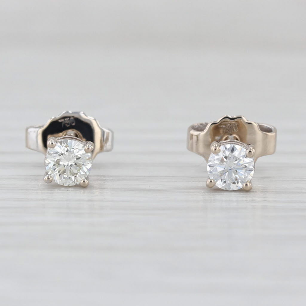 0.32ctw Round Diamond Solitaire Stud Earrings 18k White Gold Studs