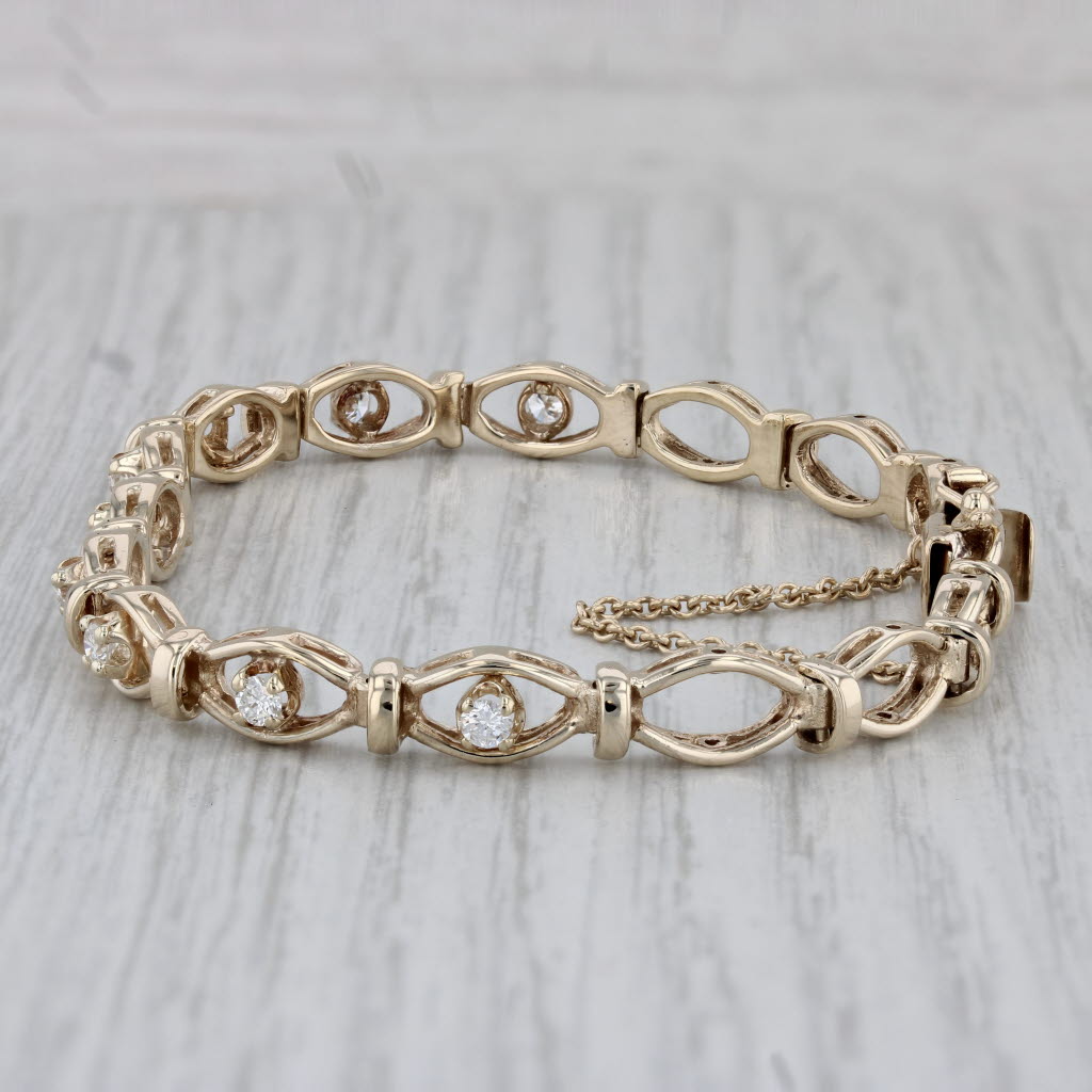 Gray 0.50ctw Diamond Tennis Bracelet 14k Yellow Gold 6.75" 5.8mm