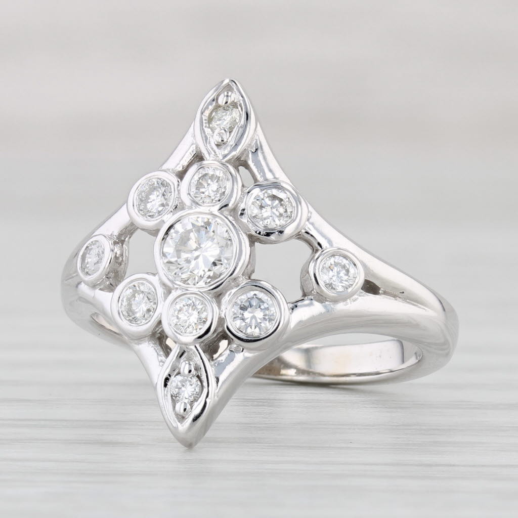 Light Gray 0.50ctw Diamond Cluster Ring 14k White Gold Size 7