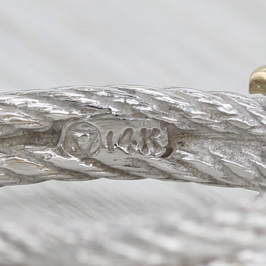 Gray 0.17ct Round Diamond Solitaire Cable Ring 14k Yellow White Gold Sz 6 Engagement