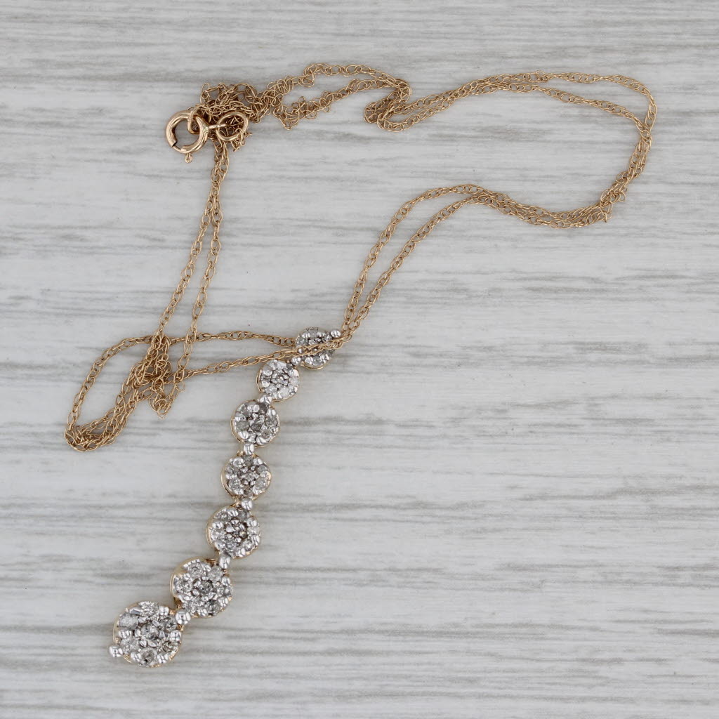 Gray 0.45ctw Diamond Journey Pendant Necklace 10k Yellow Gold 18.25" Rope Chain
