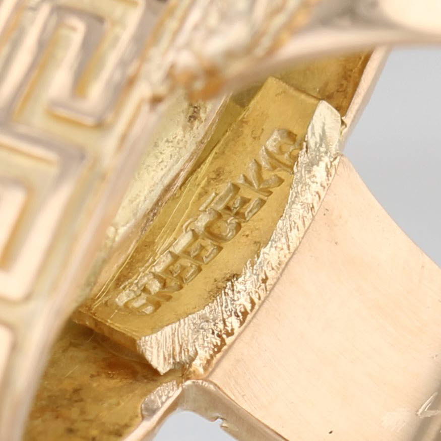 Wheat Greek Figural Signet Ring 18k Yellow Gold Size 7 Statement