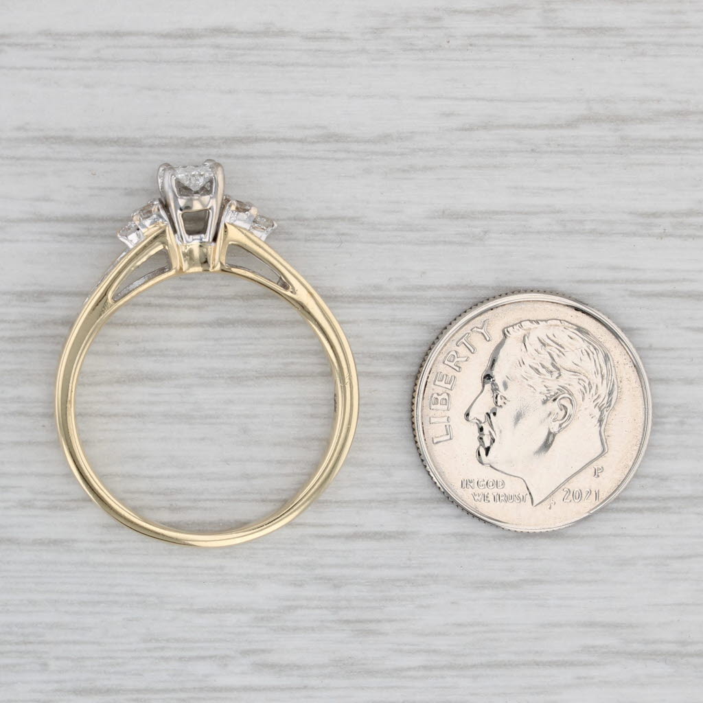 Light Gray 0.70ctw Diamond Engagement Ring 14k Yellow Gold Size 9 Cathedral Band