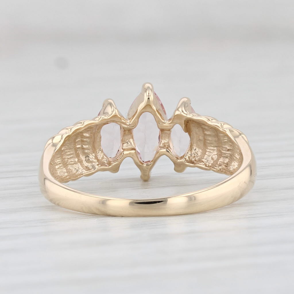 Light Gray 0.92ctw Marquise Morganite 3-Stone Ring 10k Yellow Gold Size 7