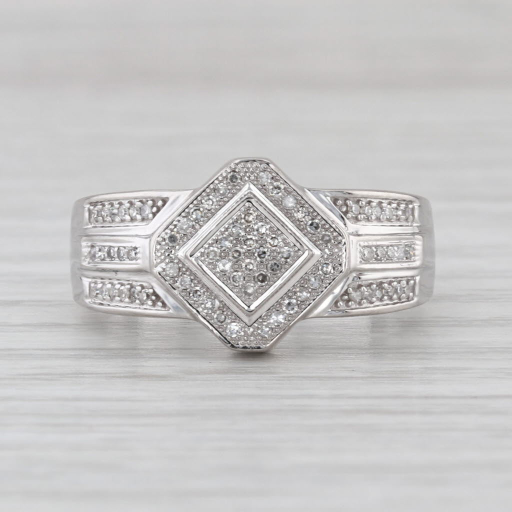 0.10ctw Diamond Engagement Ring 10k White Gold Size 8-8.25