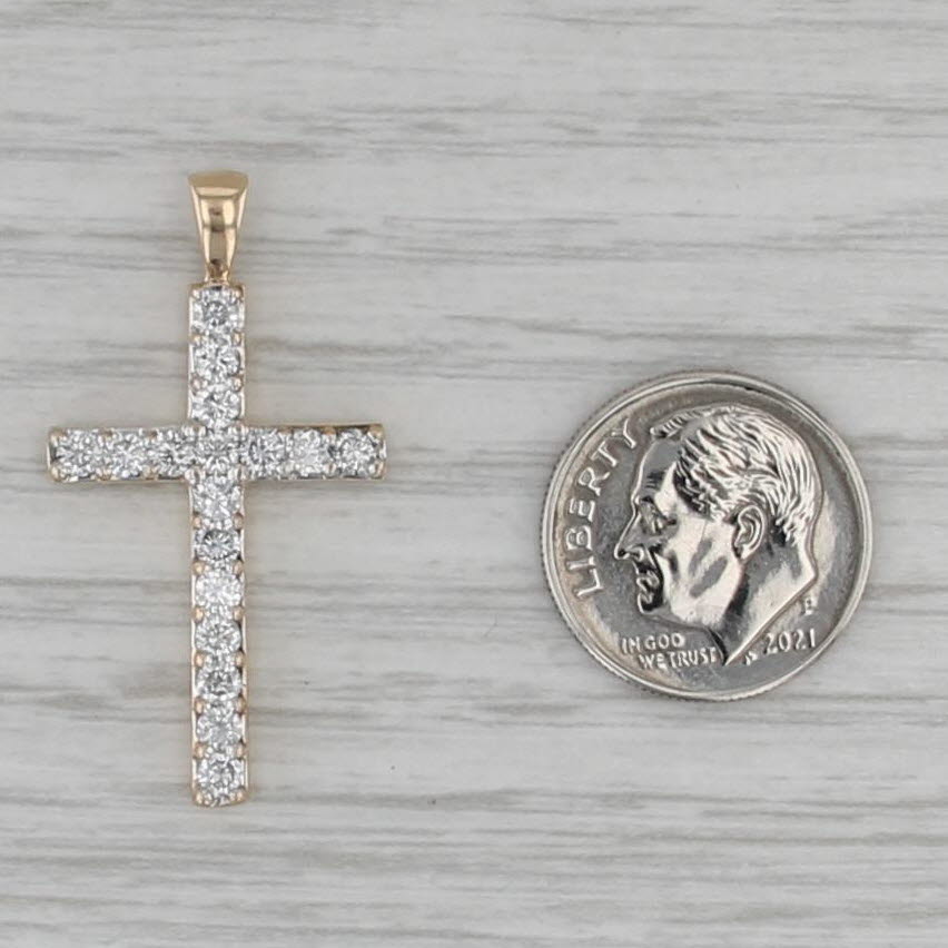 0.78ctw Diamond Cross Pendant 10k Yellow Gold