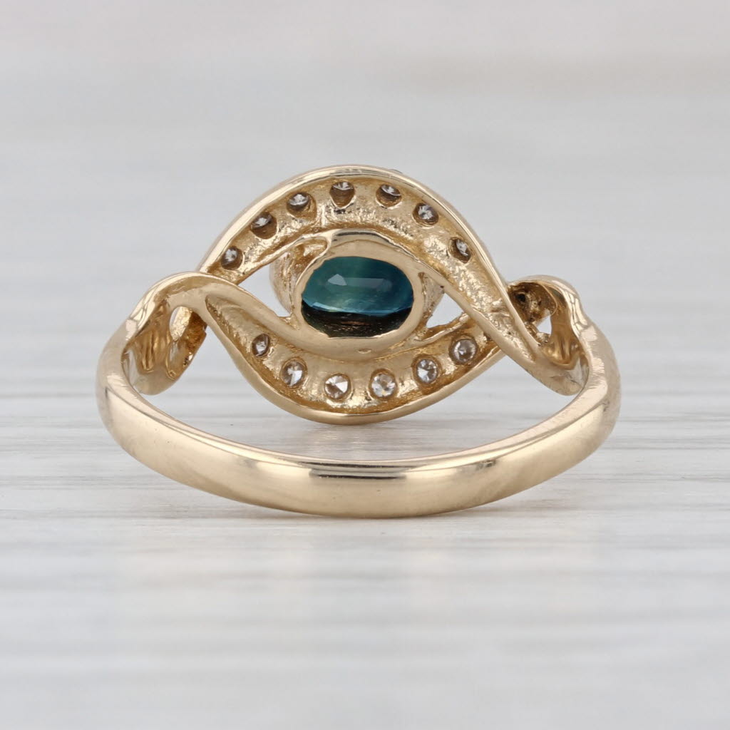 0.65ctw Blue Sapphire Diamond Ring 14k Yellow Gold Size 6.5