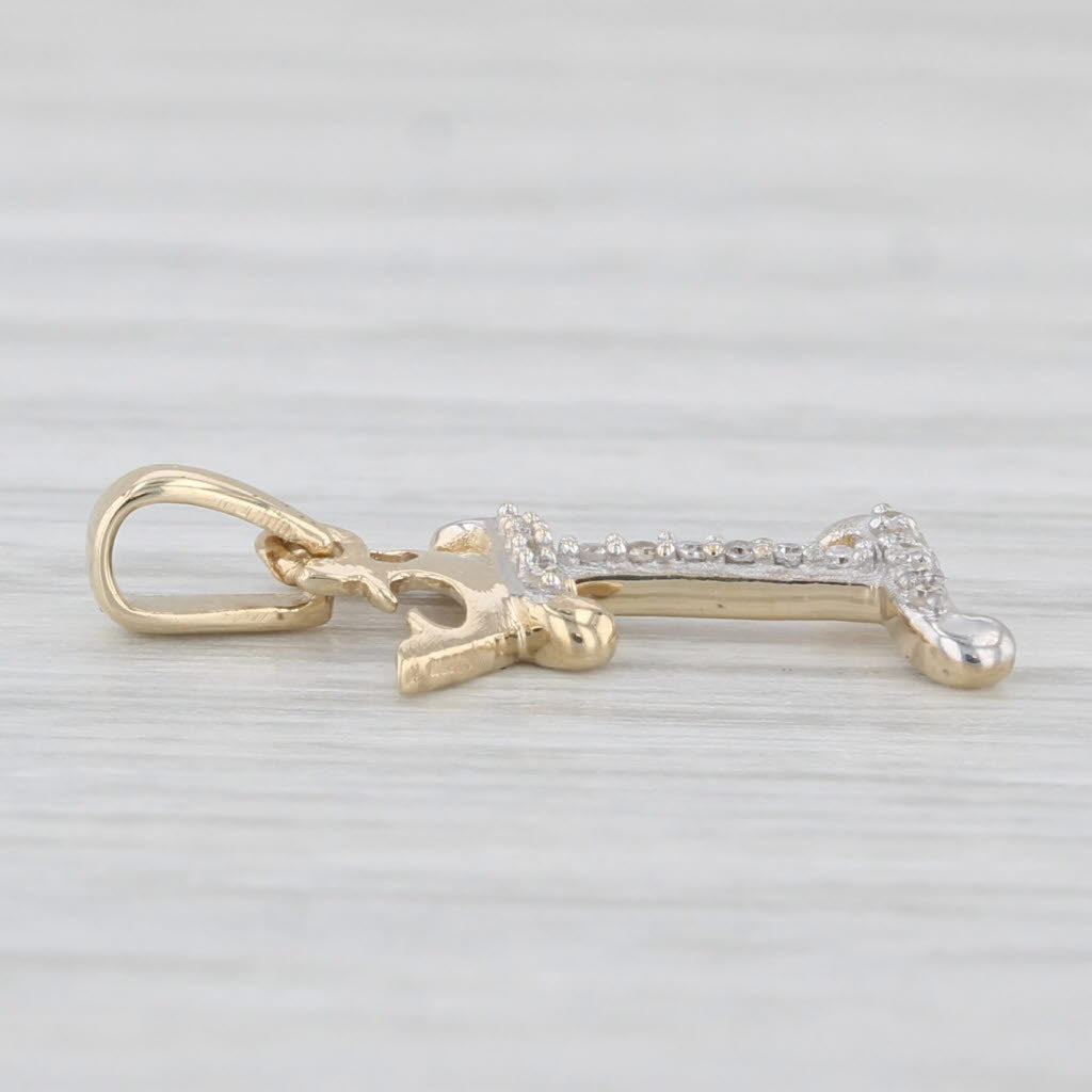 Light Gray Small Diamond Crowned Letter I Pendant 10k Gold Princess Initial Charm
