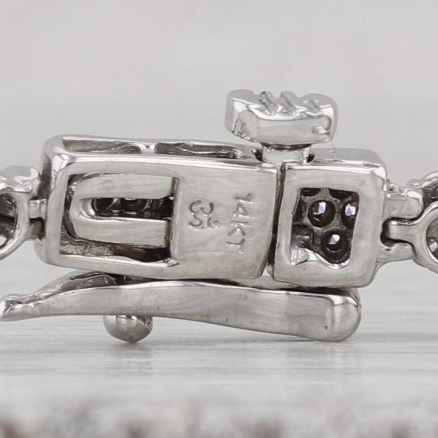 0.80ctw Diamond Tennis Bracelet 14k White Gold Bar Links 6.75" 3.1mm