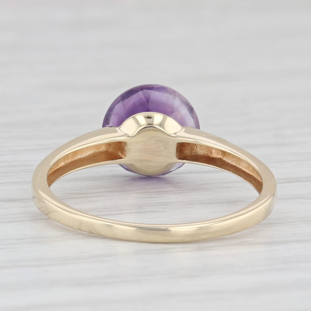 Light Gray Round Purple Amethyst Green Peridot Ring 14k Yellow Gold Size 6.25