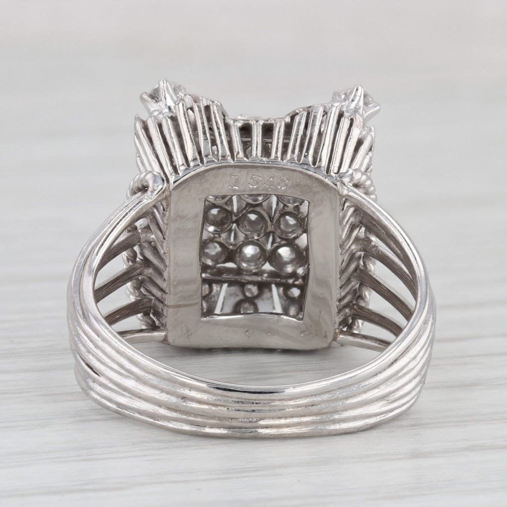 Light Gray 0.76ctw Diamond Cluster Ring 14k White Gold Size 7.5 Cocktail