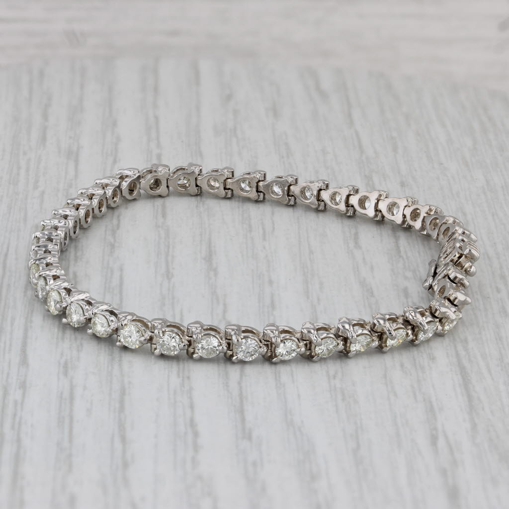 Gray 3.50ctw Diamond Tennis Bracelet 14k White Gold 6.75" 4.2mm