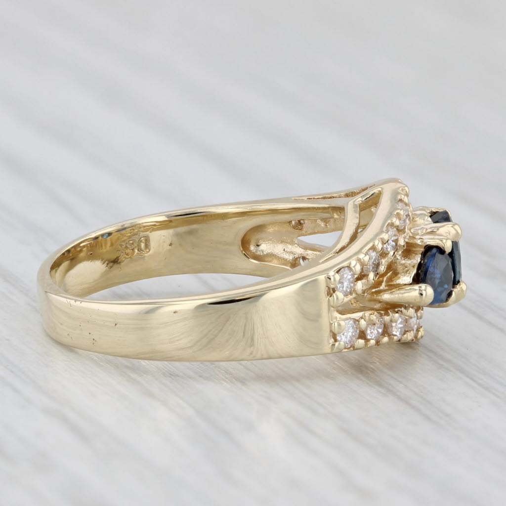 Light Gray 1.07ctw Blue Sapphire Diamond Ring 14k Yellow Gold Size 5.5