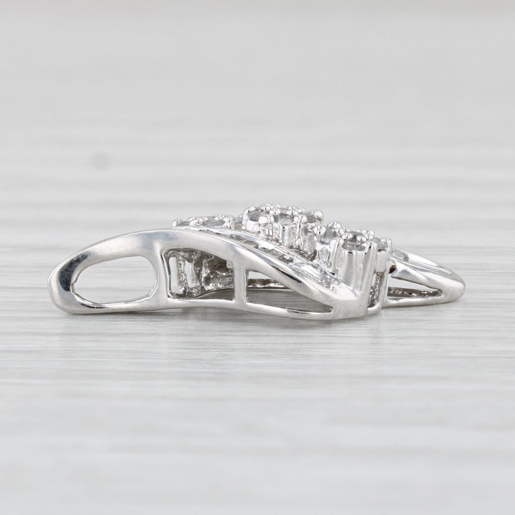 Light Gray 0.14ctw Diamond Cluster Pendant 10k White Gold Floating Drop