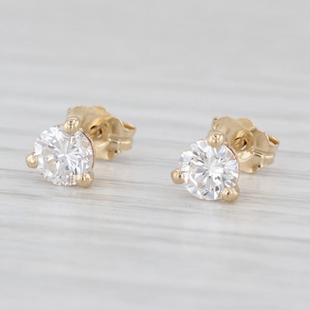 New 0.69ctw Diamond Solitaire Stud Earrings 14k Gold Round Brilliant Studs