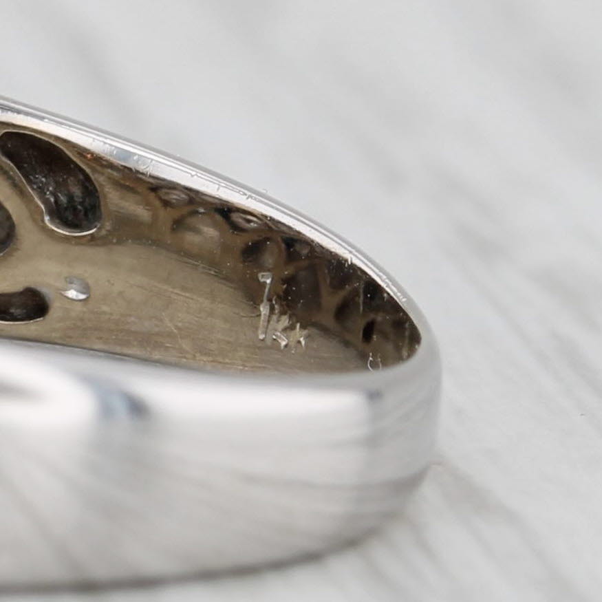 Light Gray 0.60ctw Blue Sapphire Diamond Men's Ring 14k White Gold Wedding Band Size 10.5