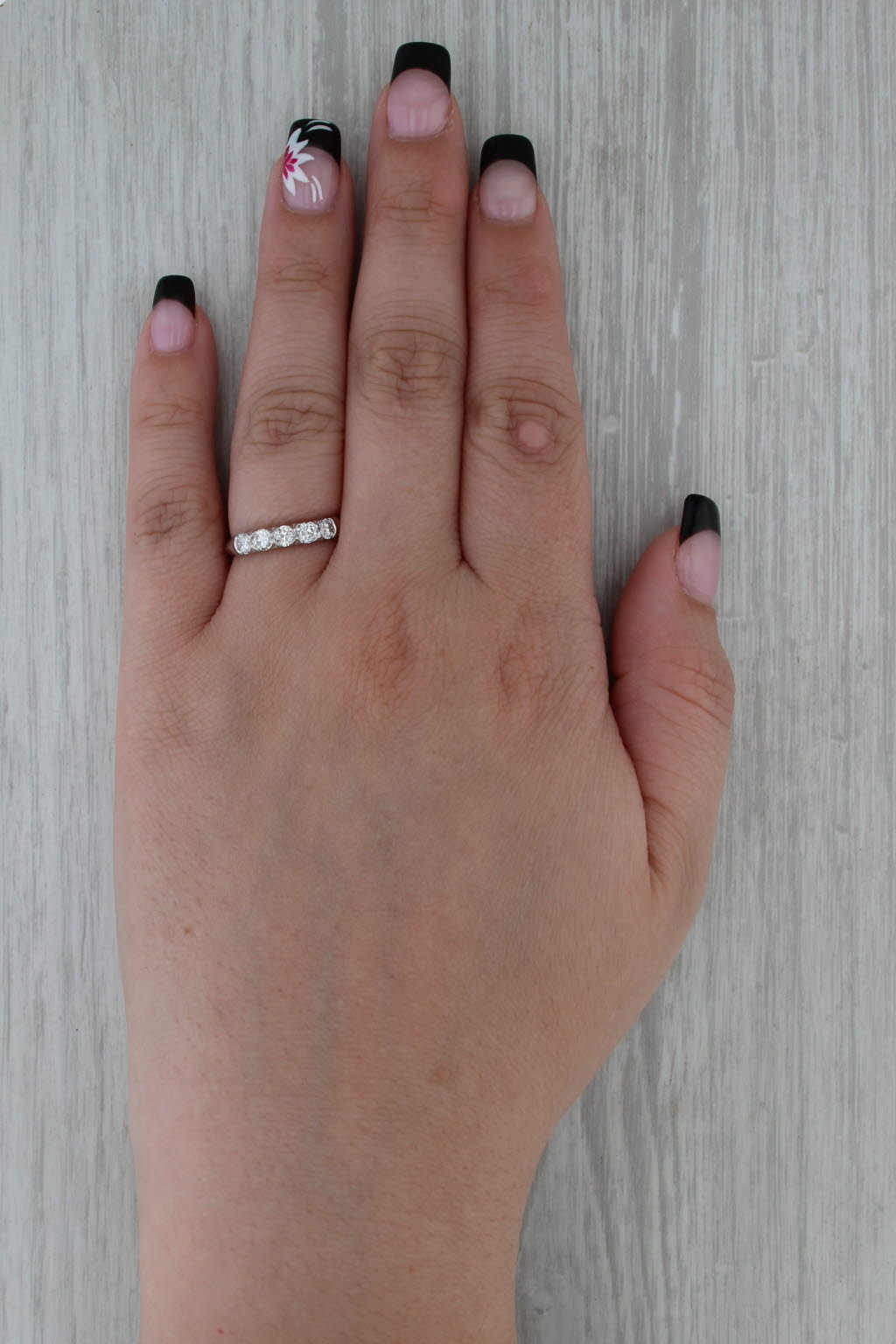 Vintage 0.60ctw Diamond Wedding Band 900 Platinum Size 7 Anniversary Ring
