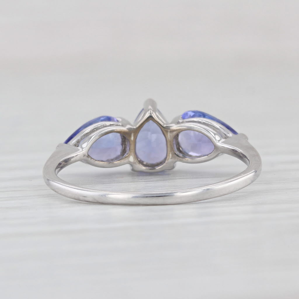 2.10ctw Pear Tanzanite 3-Stone Ring 10k White Gold Size 8.25