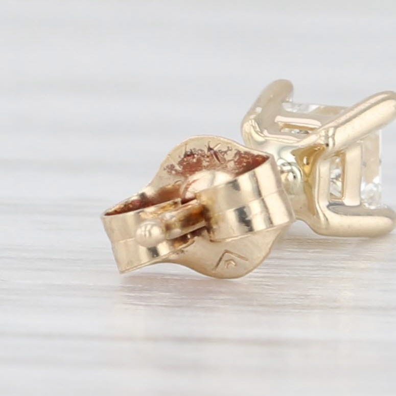 Light Gray 0.60ctw Princess Diamond Solitaire Stud Earrings 14k Yellow Gold