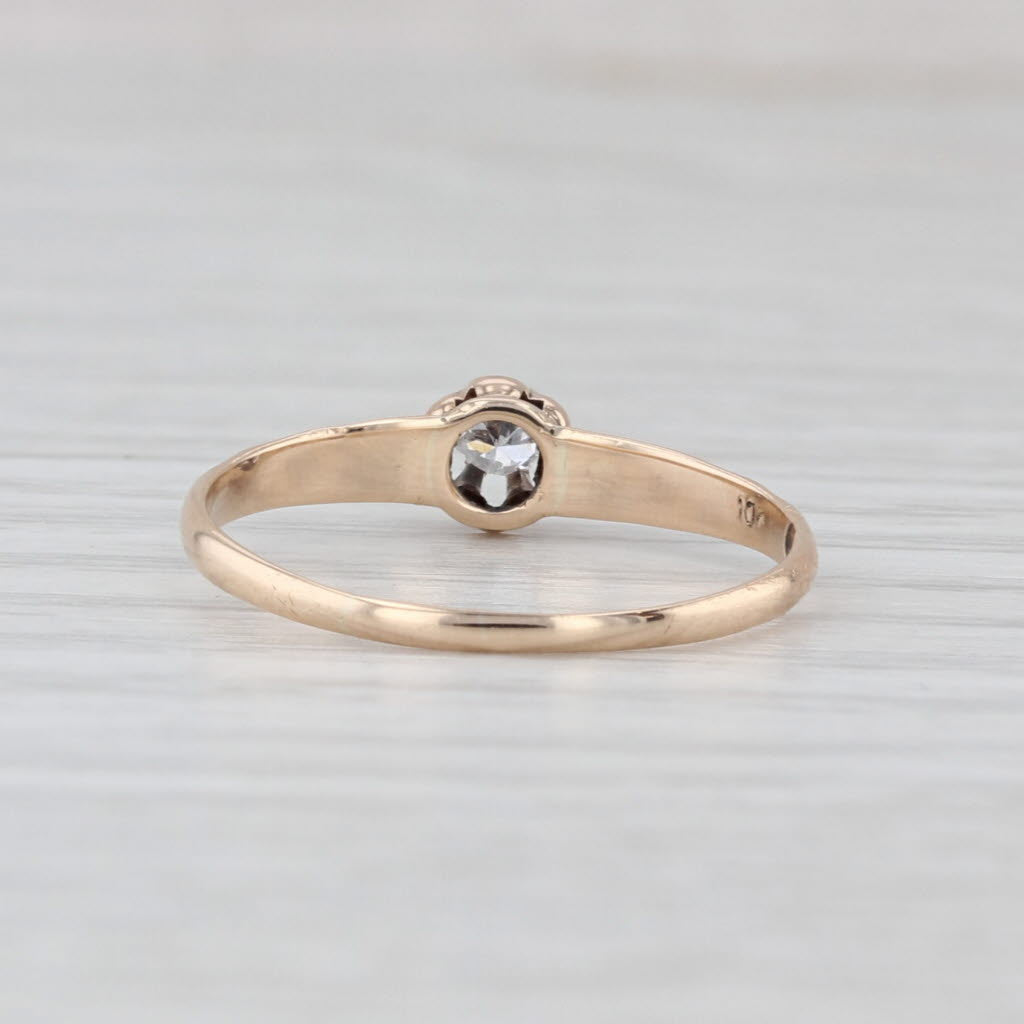 Antique Diamond Solitaire Ring 10k Gold Resin Buttercup Flower Setting Size 6.75