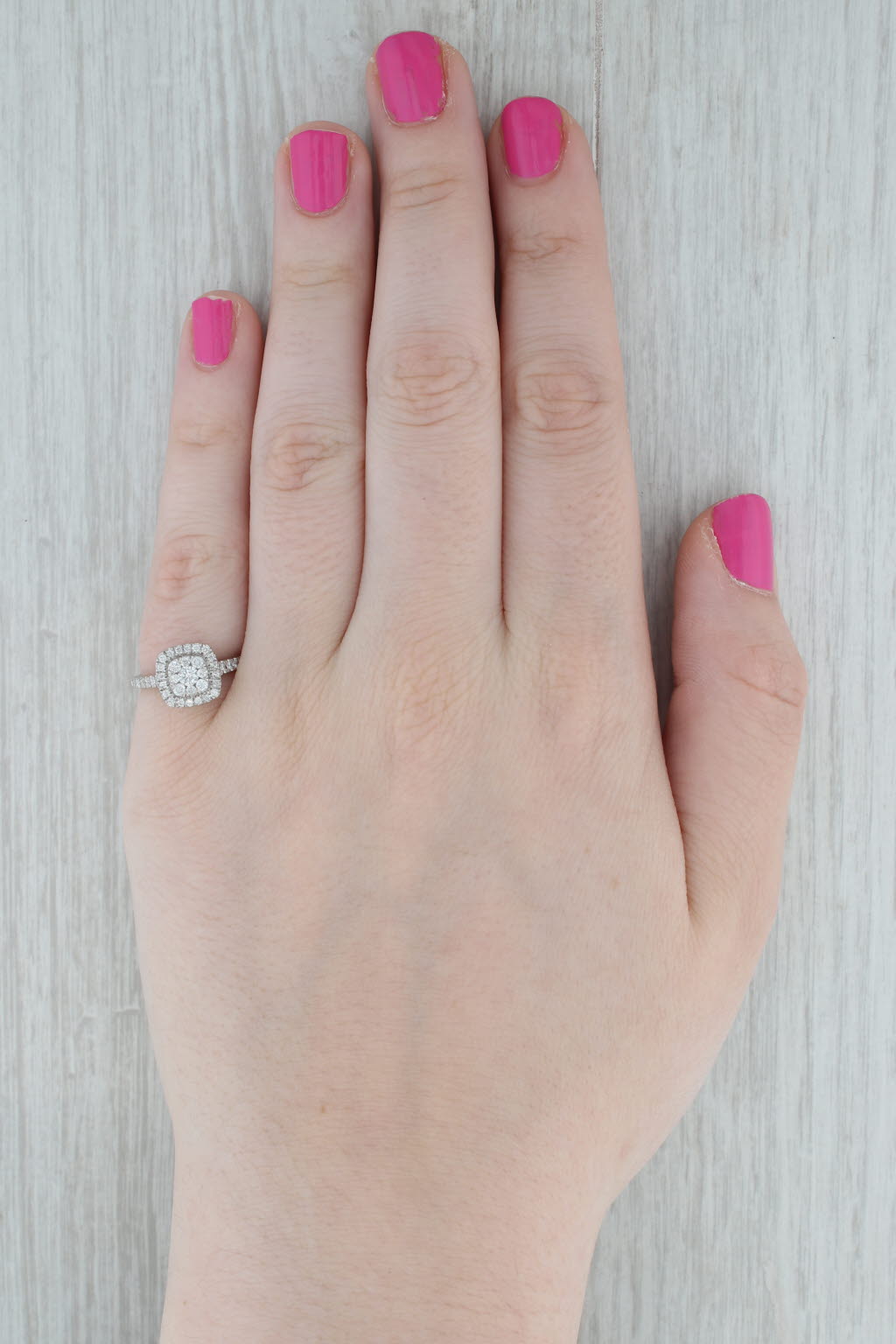 Gray 0.50ctw Diamond Cluster Halo Engagement Ring 10k White Gold Size 5.5