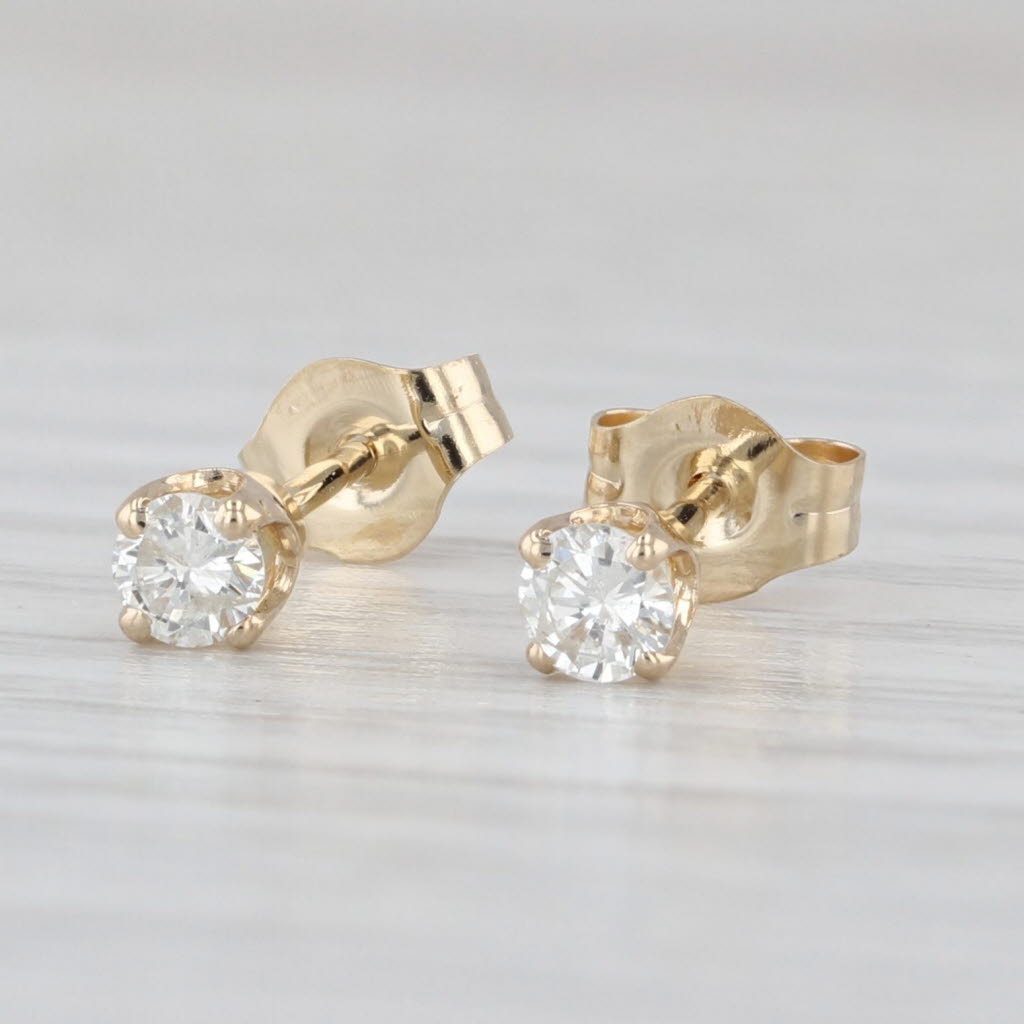 0.19ctw Diamond Stud Earrings 14k Yellow Gold Round Solitaire Studs