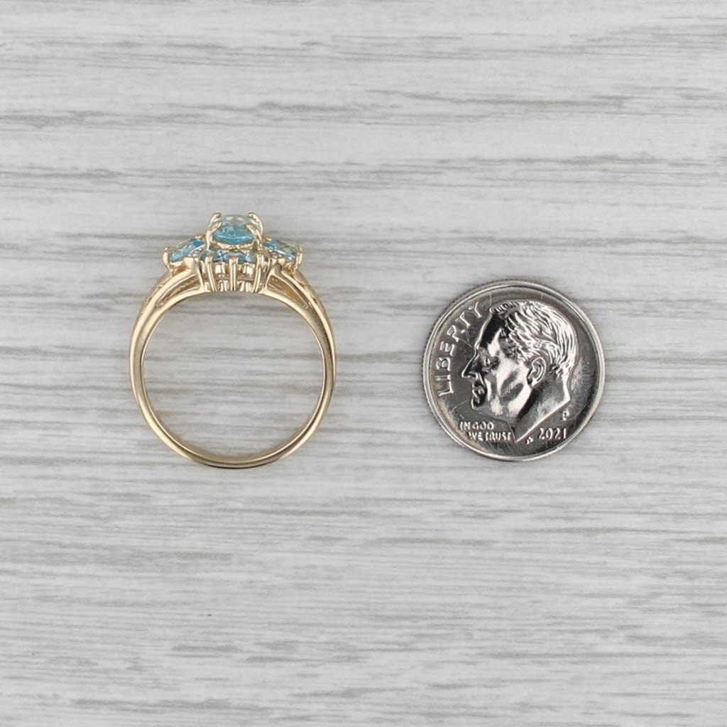 1.53ctw Blue Topaz Diamond Halo Ring 14k Yellow Gold Size 7