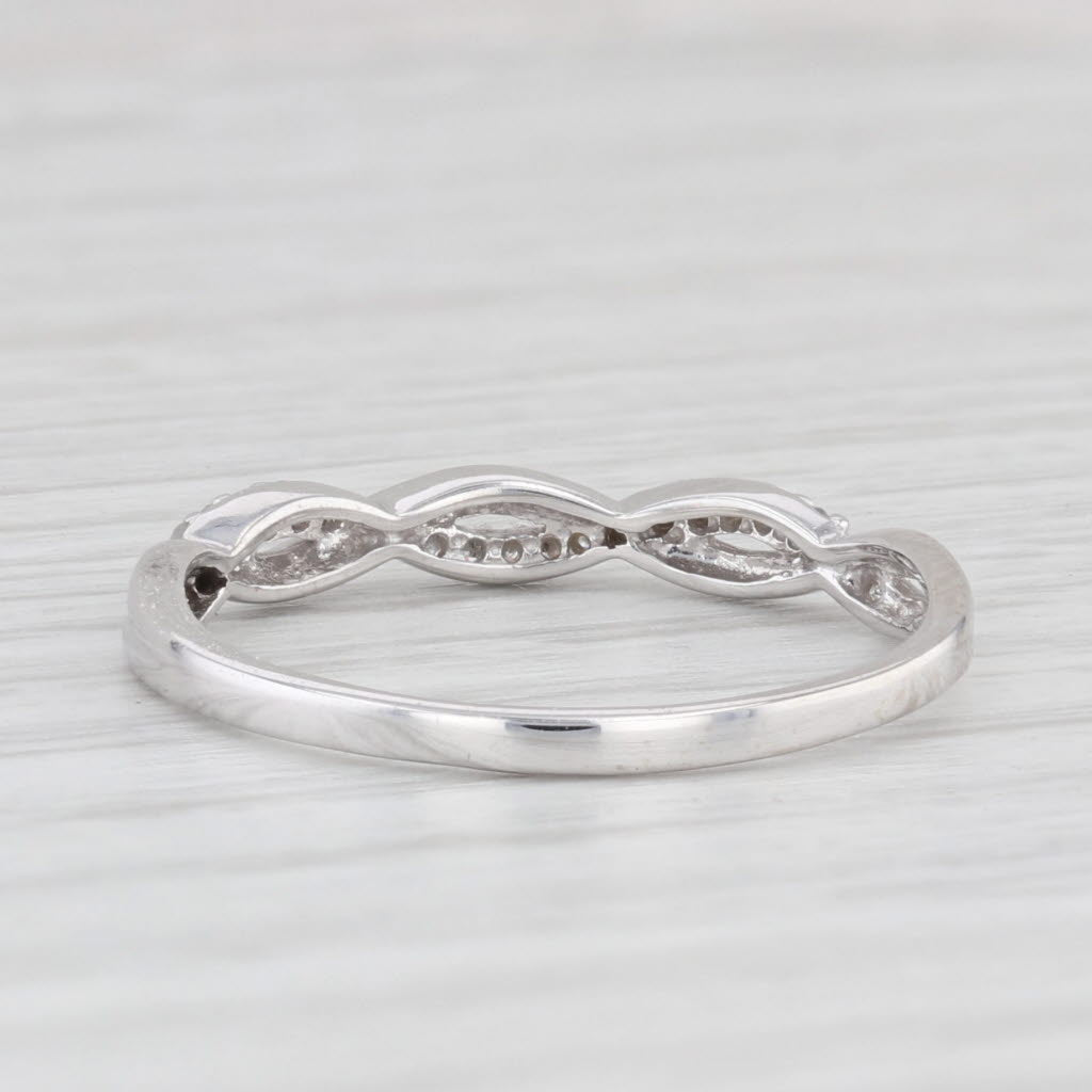 Light Gray Woven Diamond Ring 10k White Gold Size 8.5 Band Wedding Anniversary Stackable