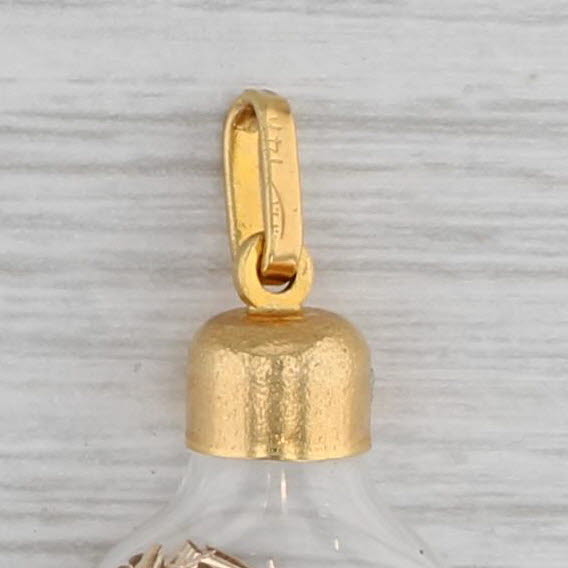 Gray Gold Dust in Glass Pedant 14k Yellow Gold