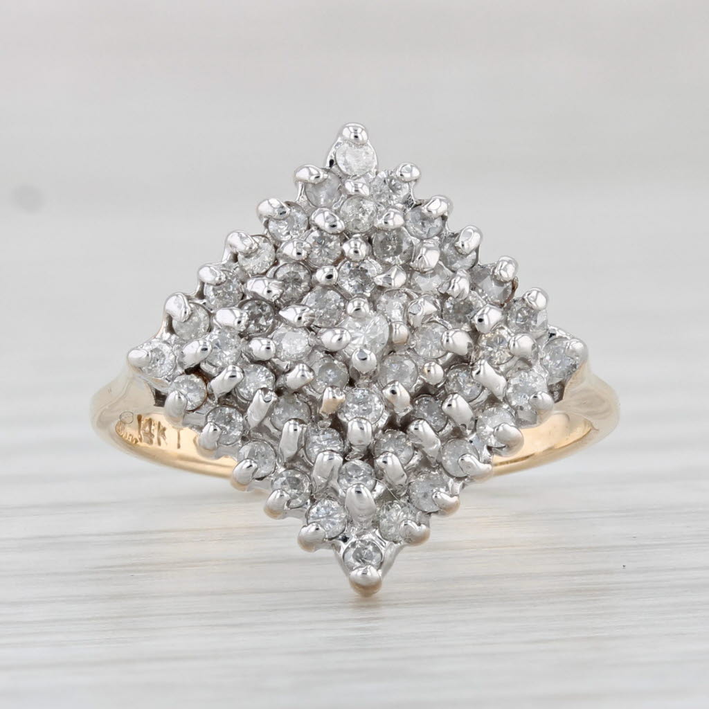Light Gray 0.35ctw Diamond Cluster Ring 14k Yellow Gold Size 6.75