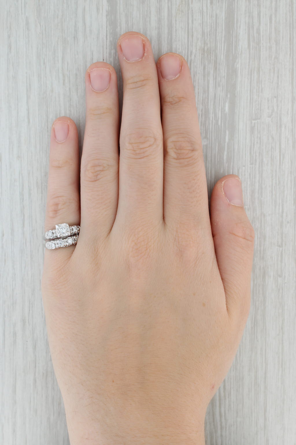 Gray Vintage 0.41ctw Diamond Engagement Ring Wedding Band Bridal Set 14k Gold Sz 6.25