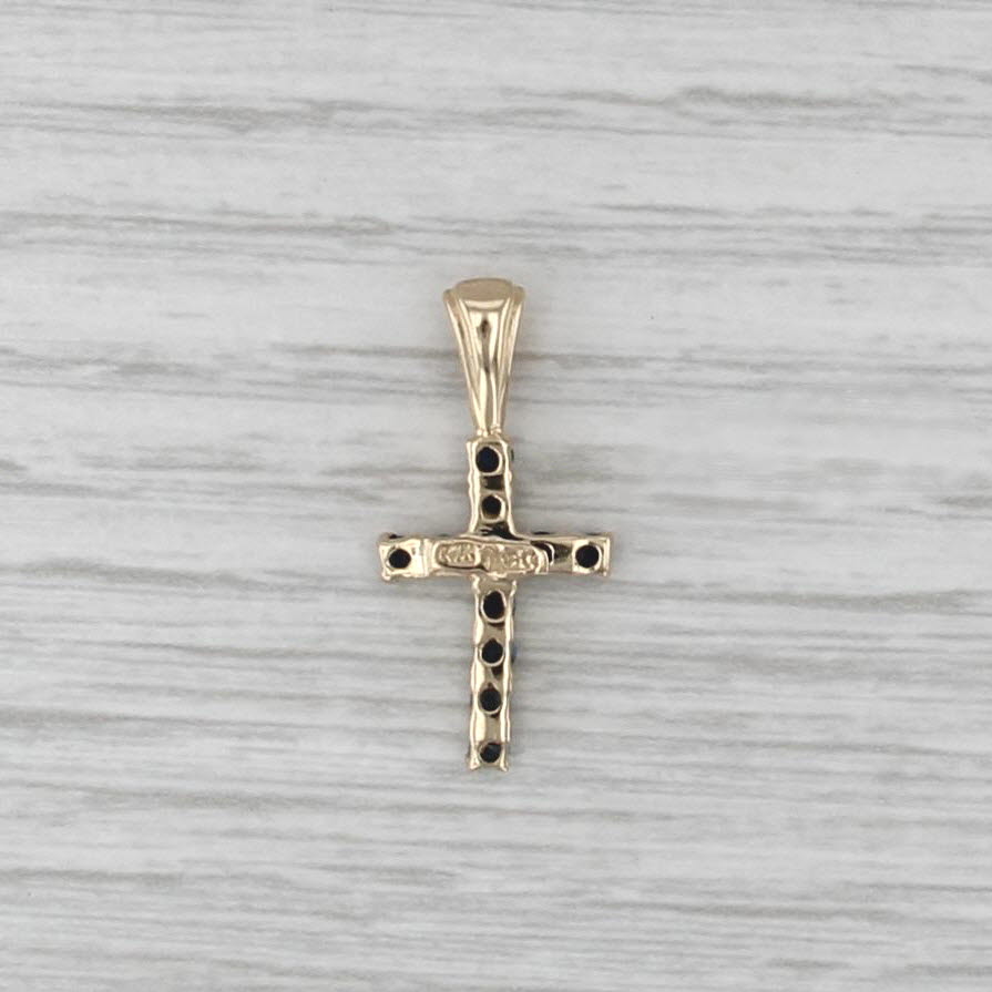 0.55ctw Blue Sapphire Cross Pendant 14k Yellow Gold