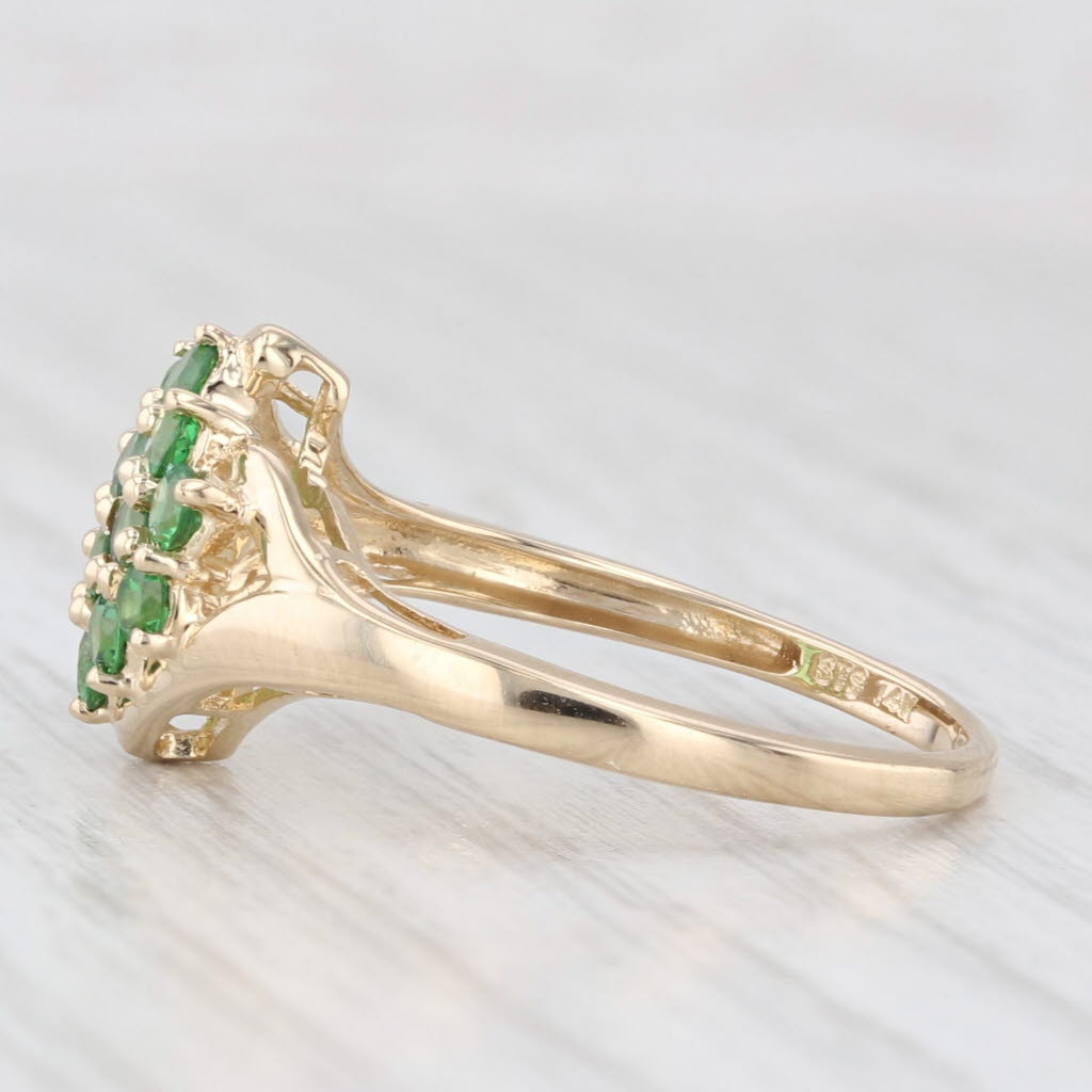 Light Gray 1ctw Tsavorite Green Garnet Cluster Ring 14k Yellow Gold Size 8.25