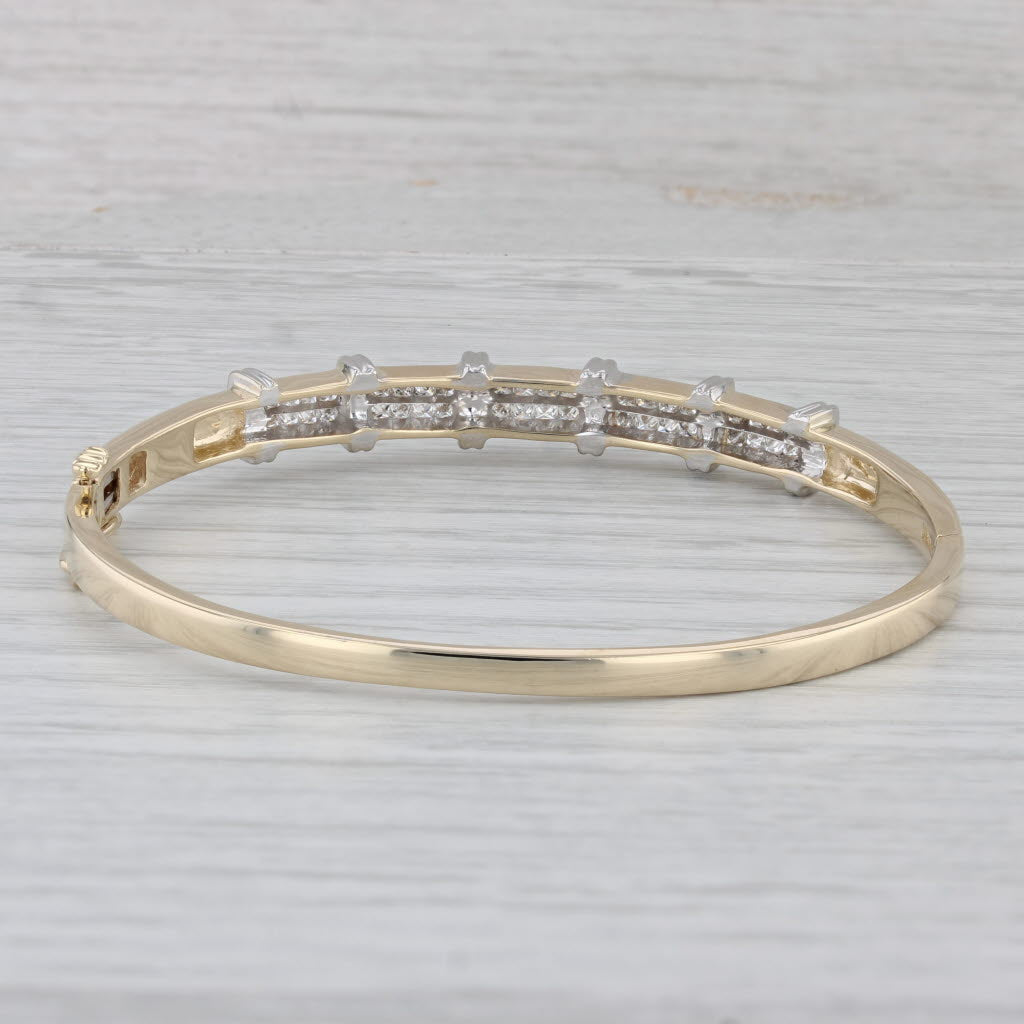Gray 1.65ctw Diamond Bangle Bracelet 14k Yellow White Gold 6.5"