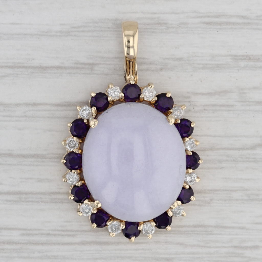 Lavender Jade 14 k Gold orders Amethyst Pendent