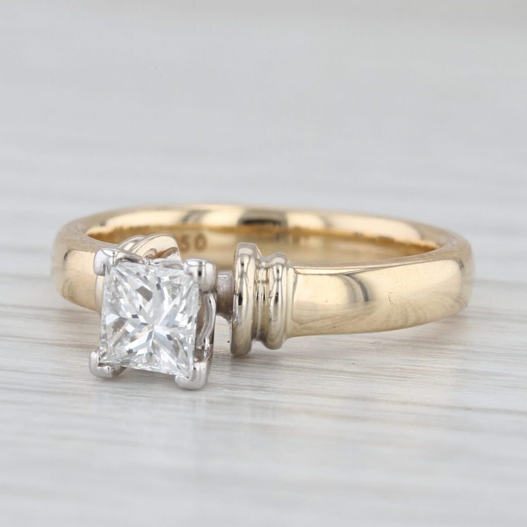 0.50ct Princess Diamond Engagement Ring 14k Gold Size 5.5