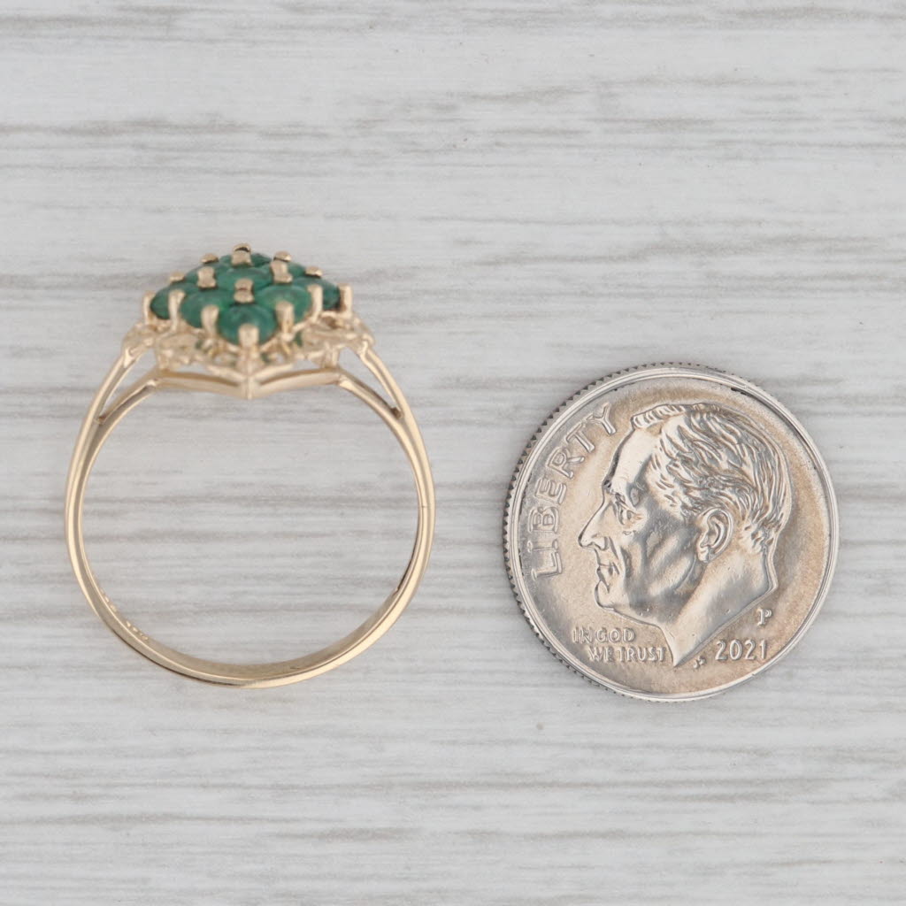 Gray 0.65ctw Emerald Cluster Ring 10k Yellow Gold Heart Halo Size 7