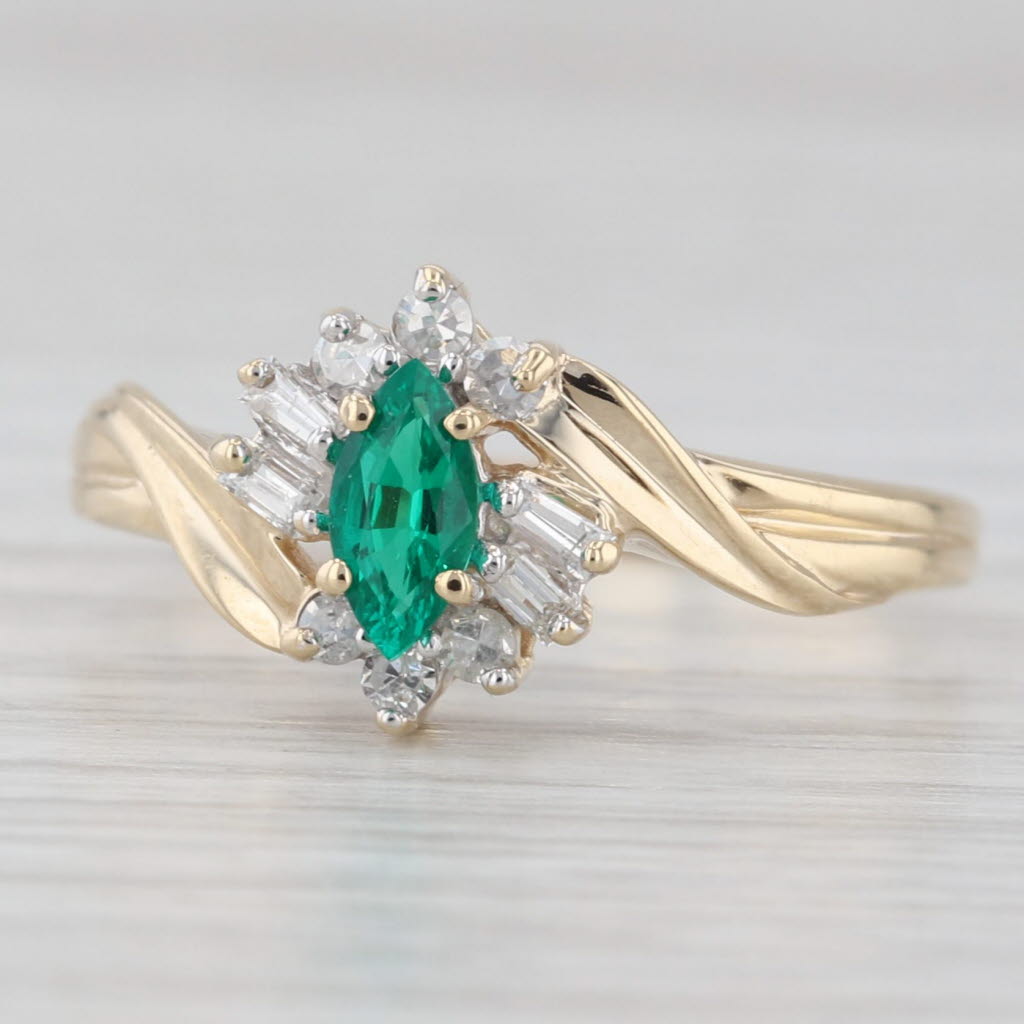 Light Gray 0.34ctw Lab Created Emerald Diamond Ring 10k Yellow Gold Size 8.25