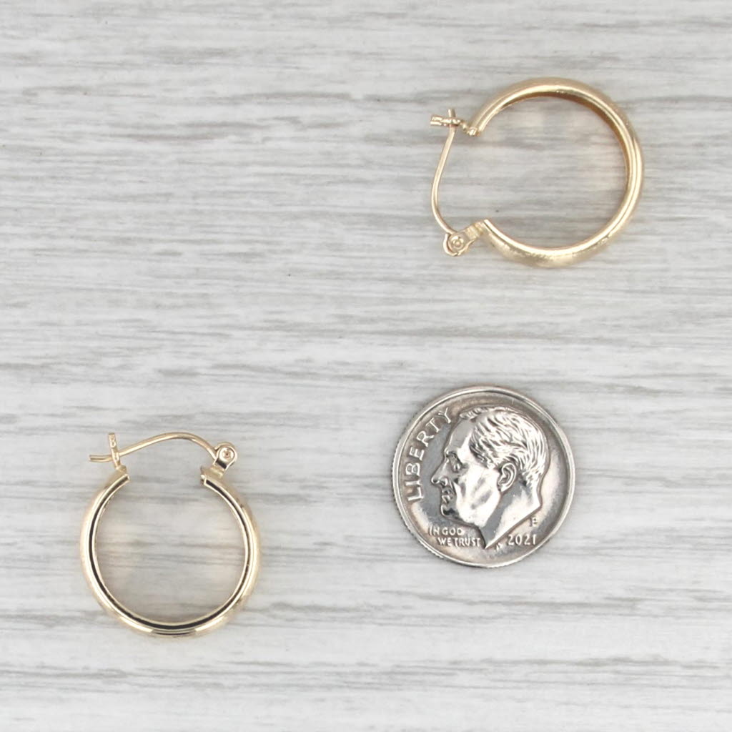 Flower Etched Hoop Earrings 14k Yellow Gold Snap Top Round Hoops