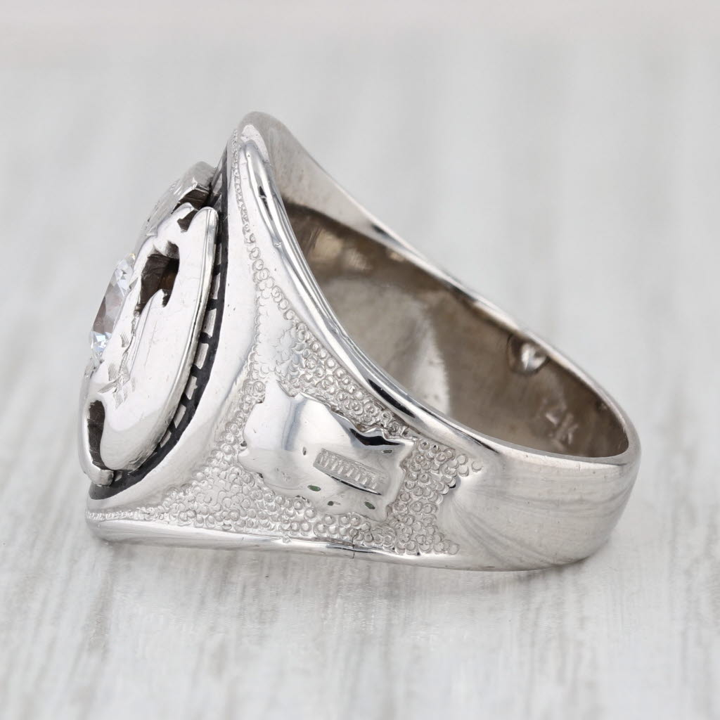 Antique Masonic Scottish Rite Ring 14k Gold Cubic Zirconia Shriners 32nd Degree