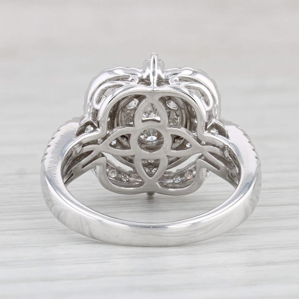 Light Gray 1.07ctw Round Diamond Halo Ring 14k White Gold Size 6.75 Cocktail Engagement