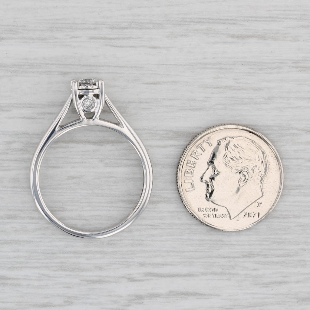 Gray 0.16ctw Round Diamond Solitaire Engagement Ring 10k White Gold Size 7