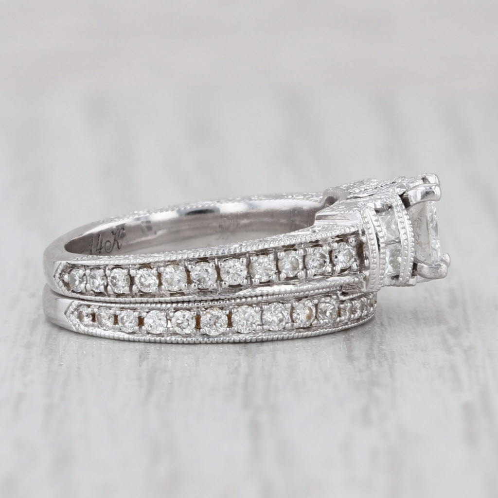 Neil Lane 1.55ctw Diamond Engagement Ring Wedding Band Bridal Set 14k White Gold