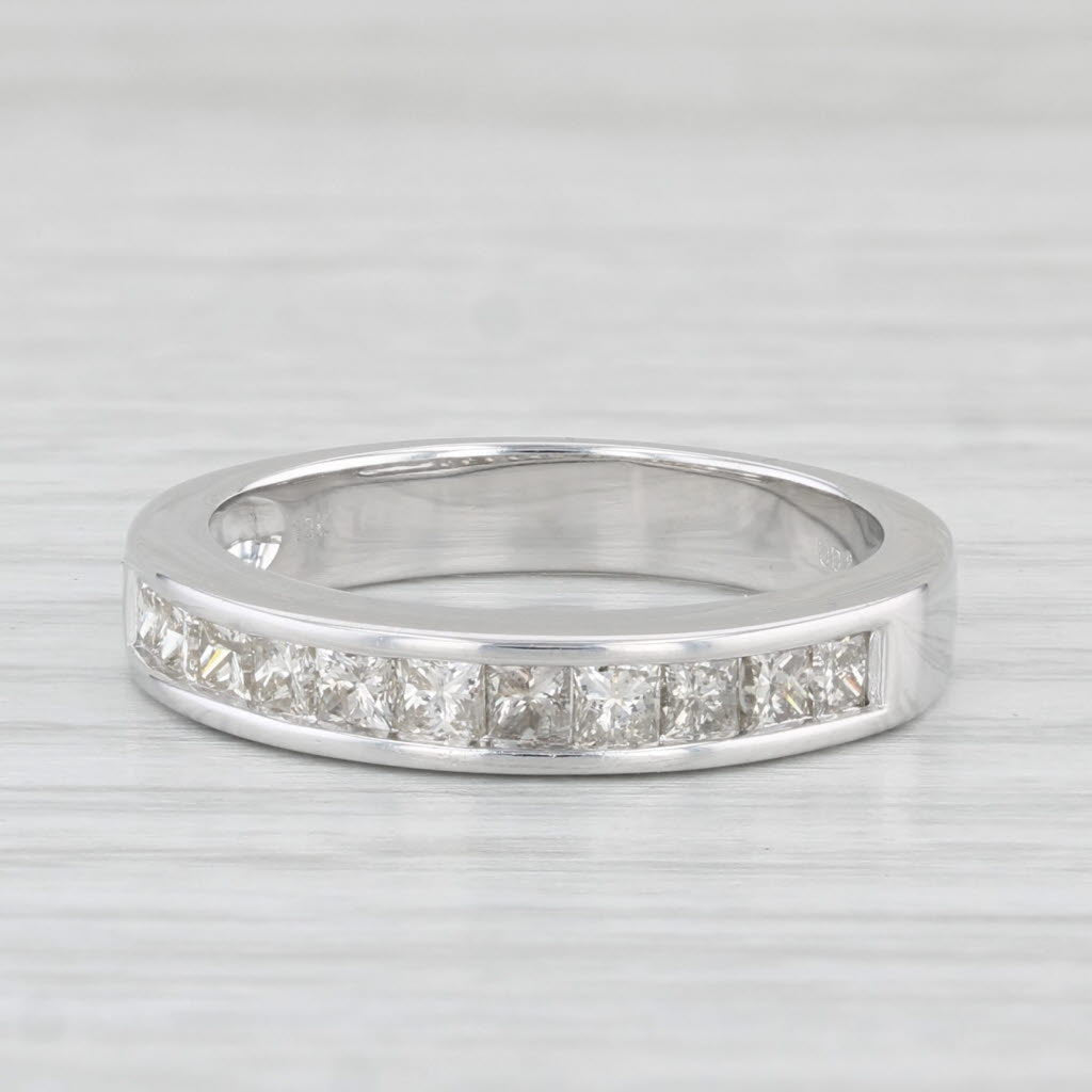 Light Gray 0.75ctw Diamond Wedding Band 10k White Gold Size 7 Ring Stackable Anniversary