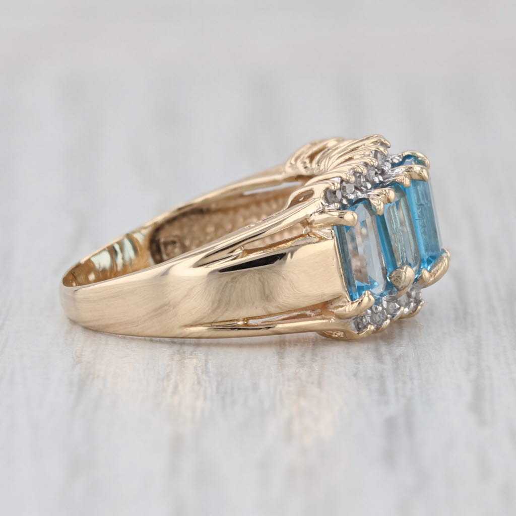 4.08ctw Blue Topaz Diamond Ring 14k Yellow Gold Size 7 Cocktail
