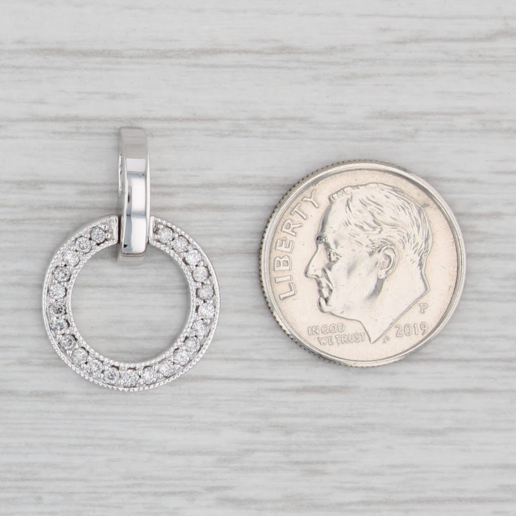 Light Gray 0.18ctw Diamond Eternity Circle Pendant 14k White Gold