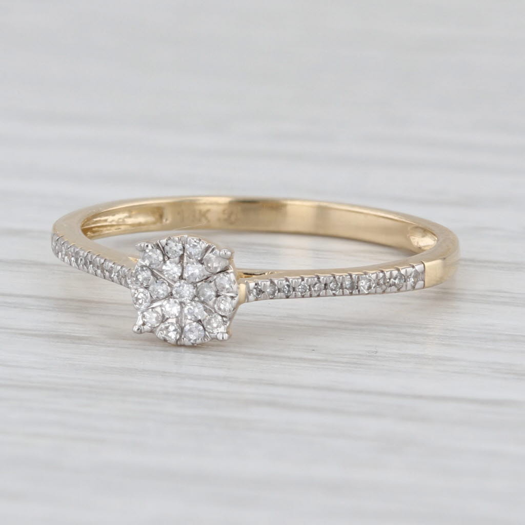 0.14ctw Diamond Cluster Engagement Ring 14k Yellow Gold Size 7.25